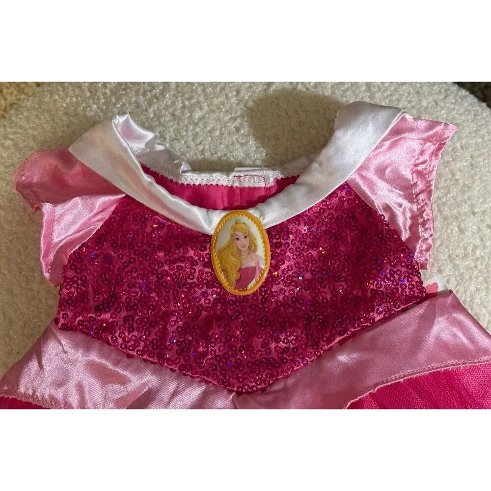 Build-A-Bear Sleeping Beauty Princess Aurora Dress Pink Sequin Satin Tulle Skirt